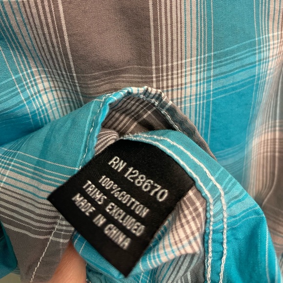 Cowgirl Hardware Plaid Snap Western Shirt Girl 10-12 - Picture 6 of 7